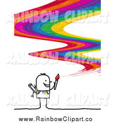 Paintbrush Painting Rainbow Curves Boy Painting An Arched Rainbow