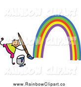 Vector Clip Art Of A Boy Painting An Arched Rainbow By Prawny