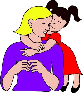 Mother And Daughter Clipart Image   Little Girl Hugging Her Mom