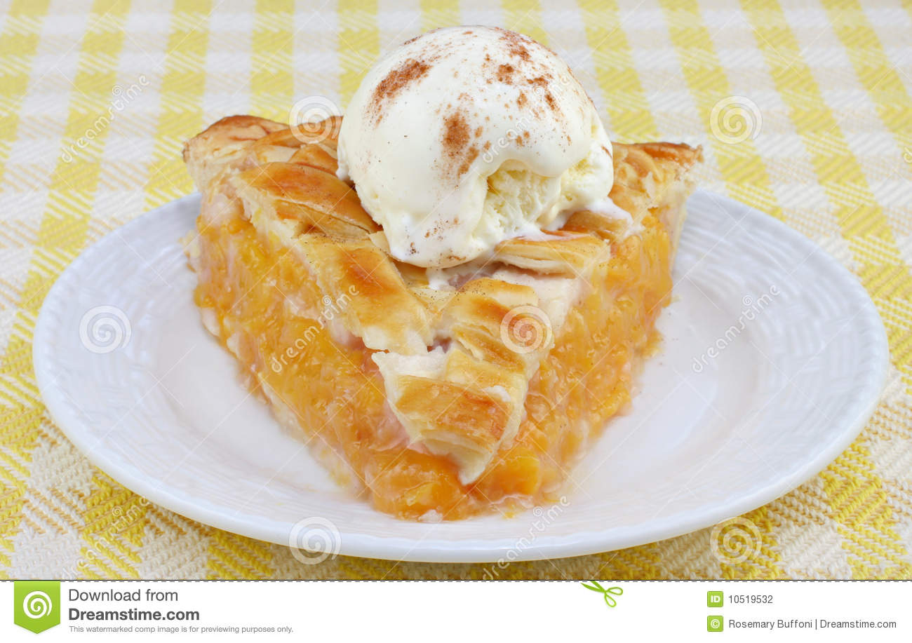 Peach Pie Ala Mode Front View Stock Photography   Image  10519532
