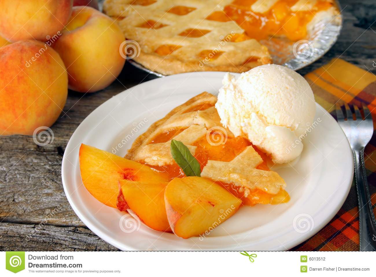 Peach Pie And Ice Cream Stock Photography   Image  6013512