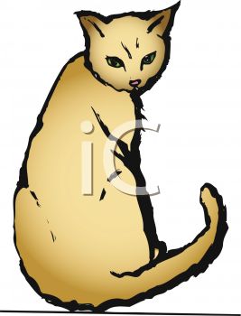 Picture Of A Cat Sitting Looking Over It S Shoulder In A Vector Clip