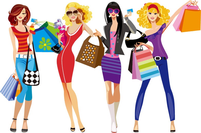 Shopping Girls Vector Illustration   Free Vector Graphics   All Free
