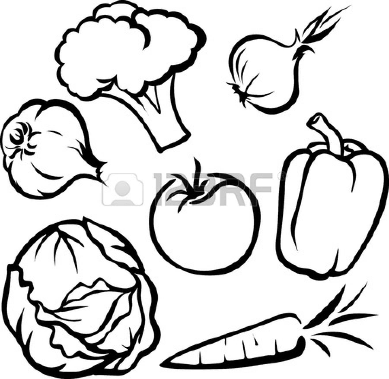Vegetables Clipart Black And White Fruit And Vegetable Clipart Black