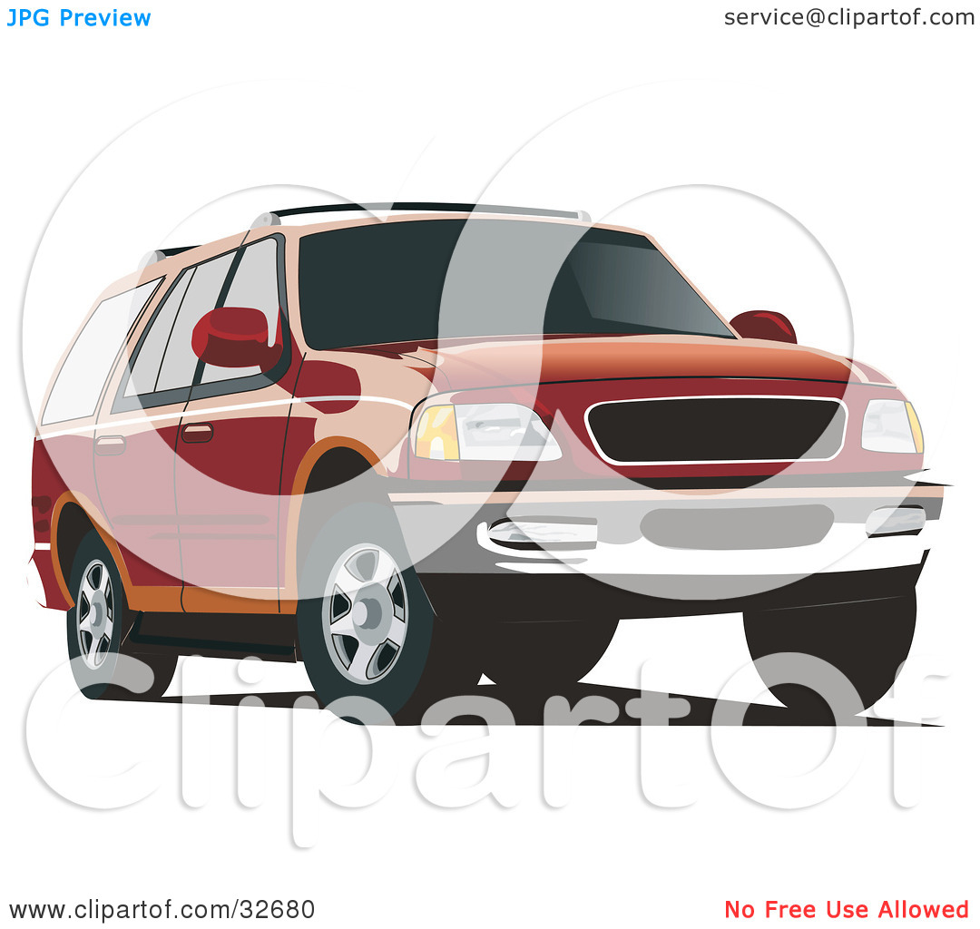 Clipart Illustration Of A Red And Orange Ford Expedition Suv By David