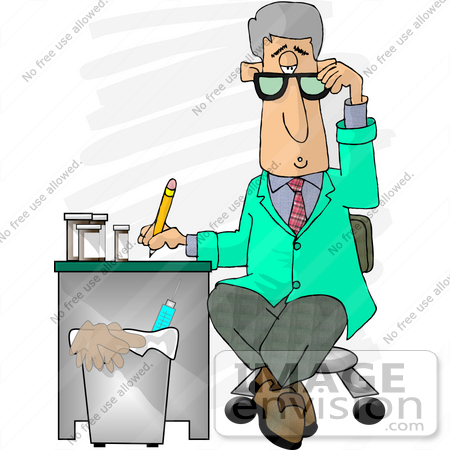 Male Doctor In A Green Jacket Writing Notes On A Patient Clipart By