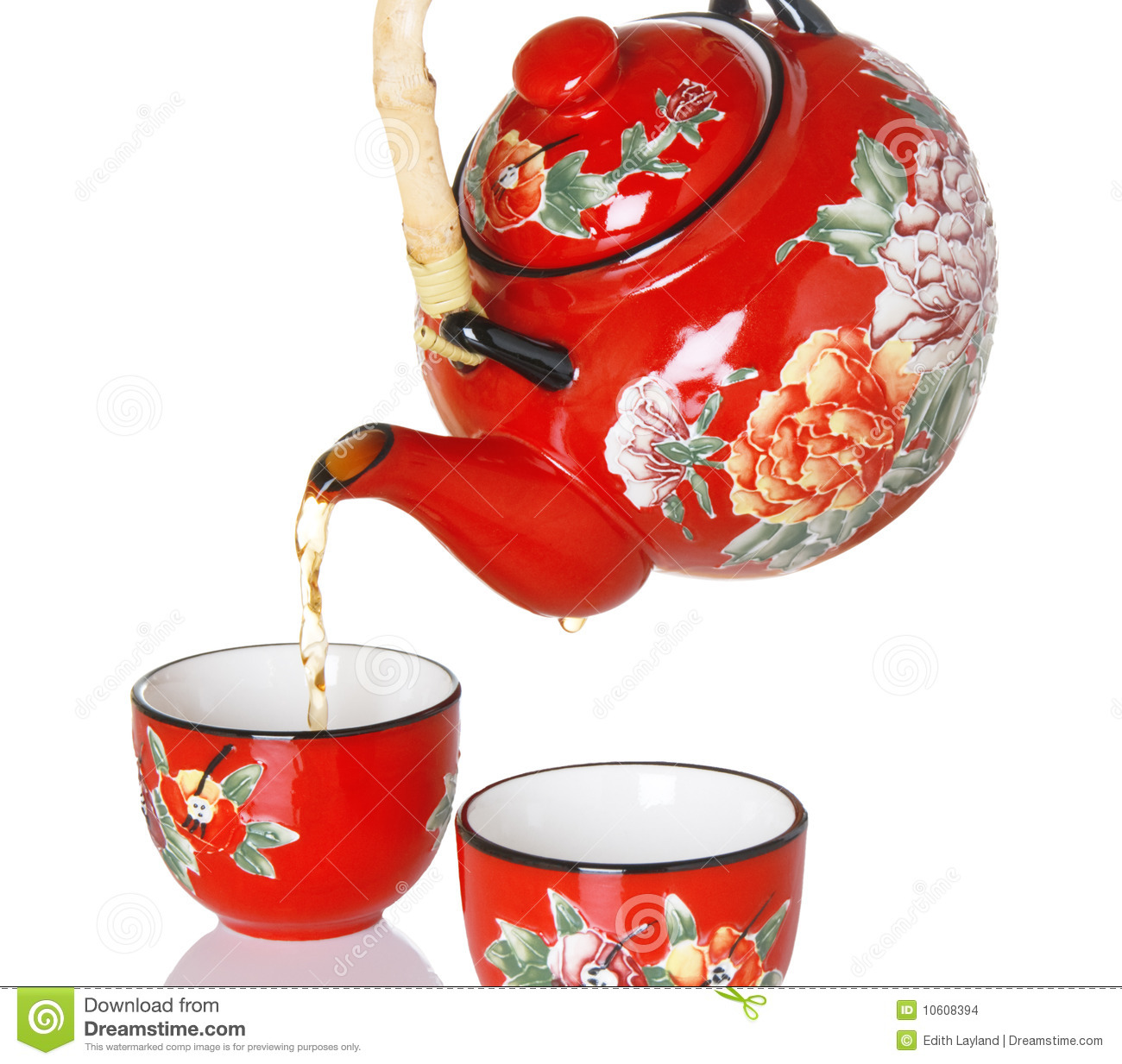 Pouring Tea From Red Teapot Stock Images   Image  10608394
