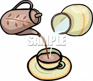 Tea And Milk Pouring Into A Teacup   Royalty Free Clipart Picture
