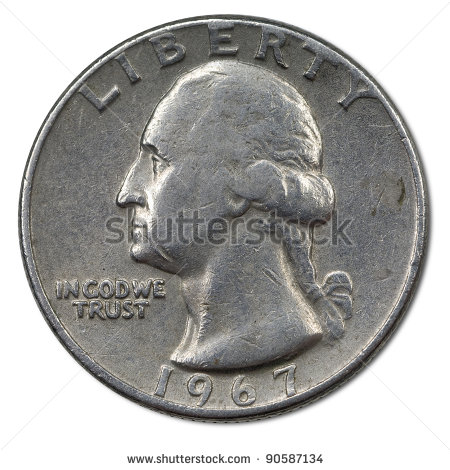 Back Side Of American 25 Cents Coin Stock Photo 90587134