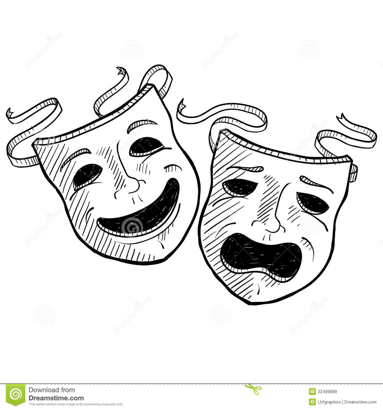 Doodle Style Drama Or Theater Masks Illustration In Vector Format