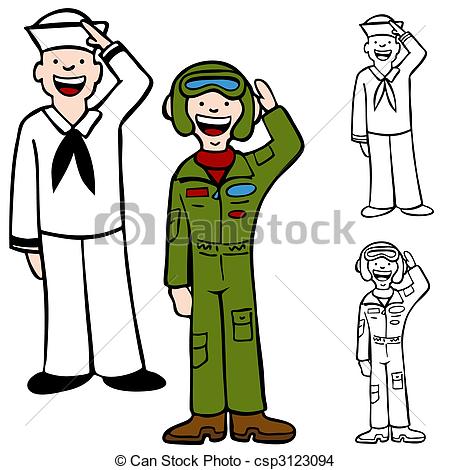 Eps Vector Of Navy Air Force Men   Navy And Air Force Men Isolated On