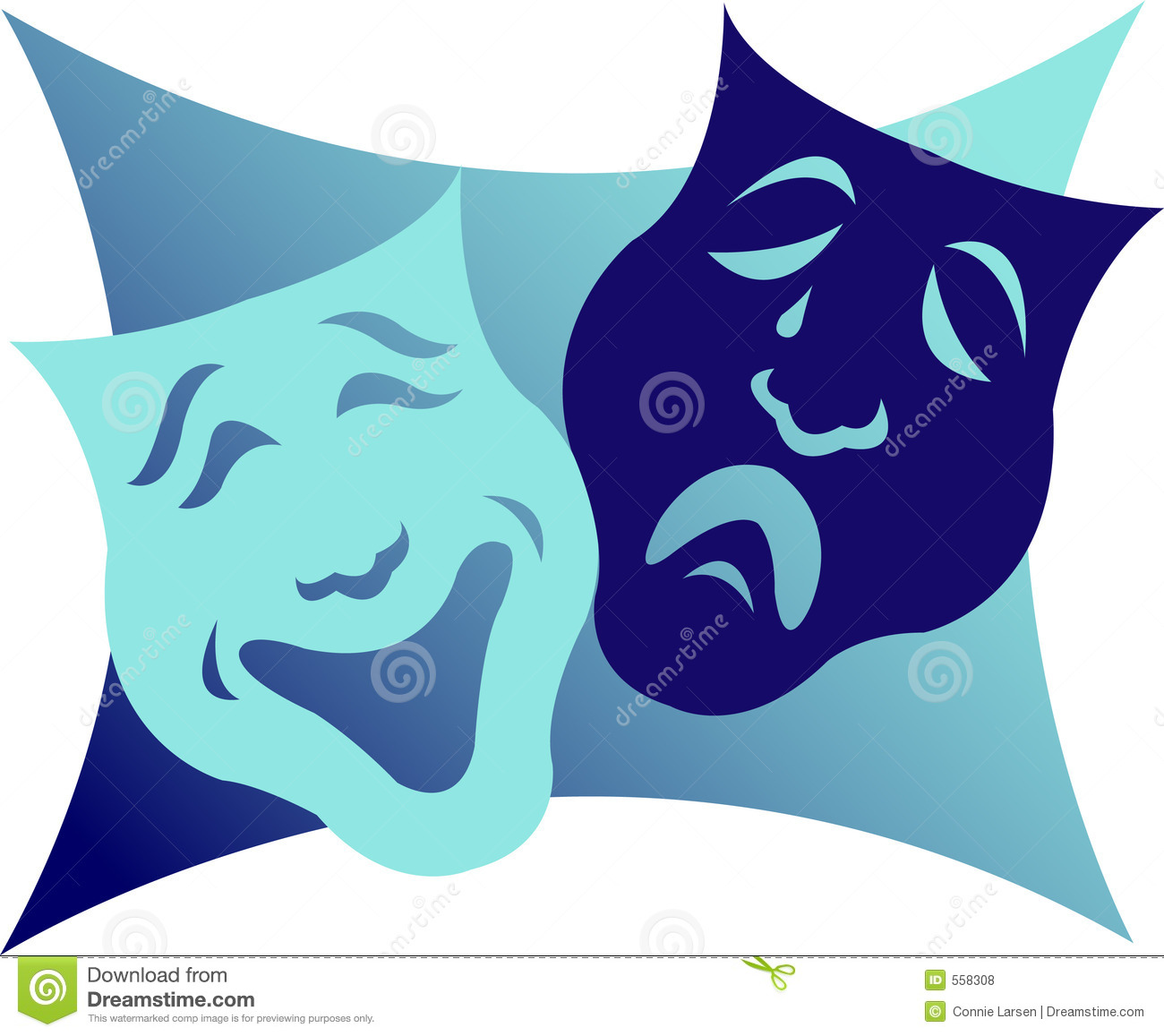 Illustration Of Comedy And Tragedy Masks Which Are A Symbol For The