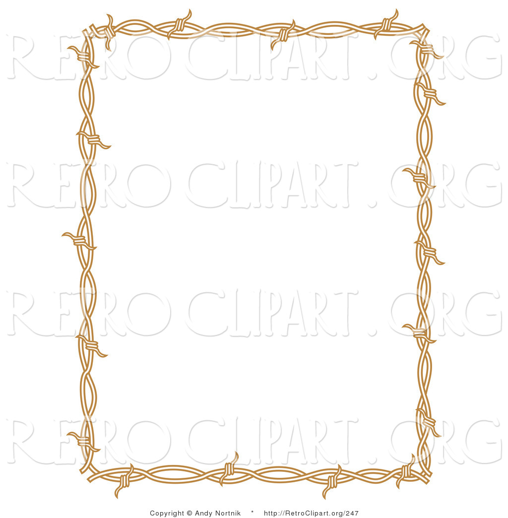 Retro Clipart Of A Rectangle Border Frame Of Barbed Wire Over A Solid