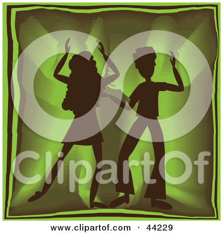 Silhouetted Dancing Couple Grooving At A Green Party