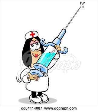 Stock Illustration   Cartoon Nurse With Syringe Wbg  Clipart Drawing