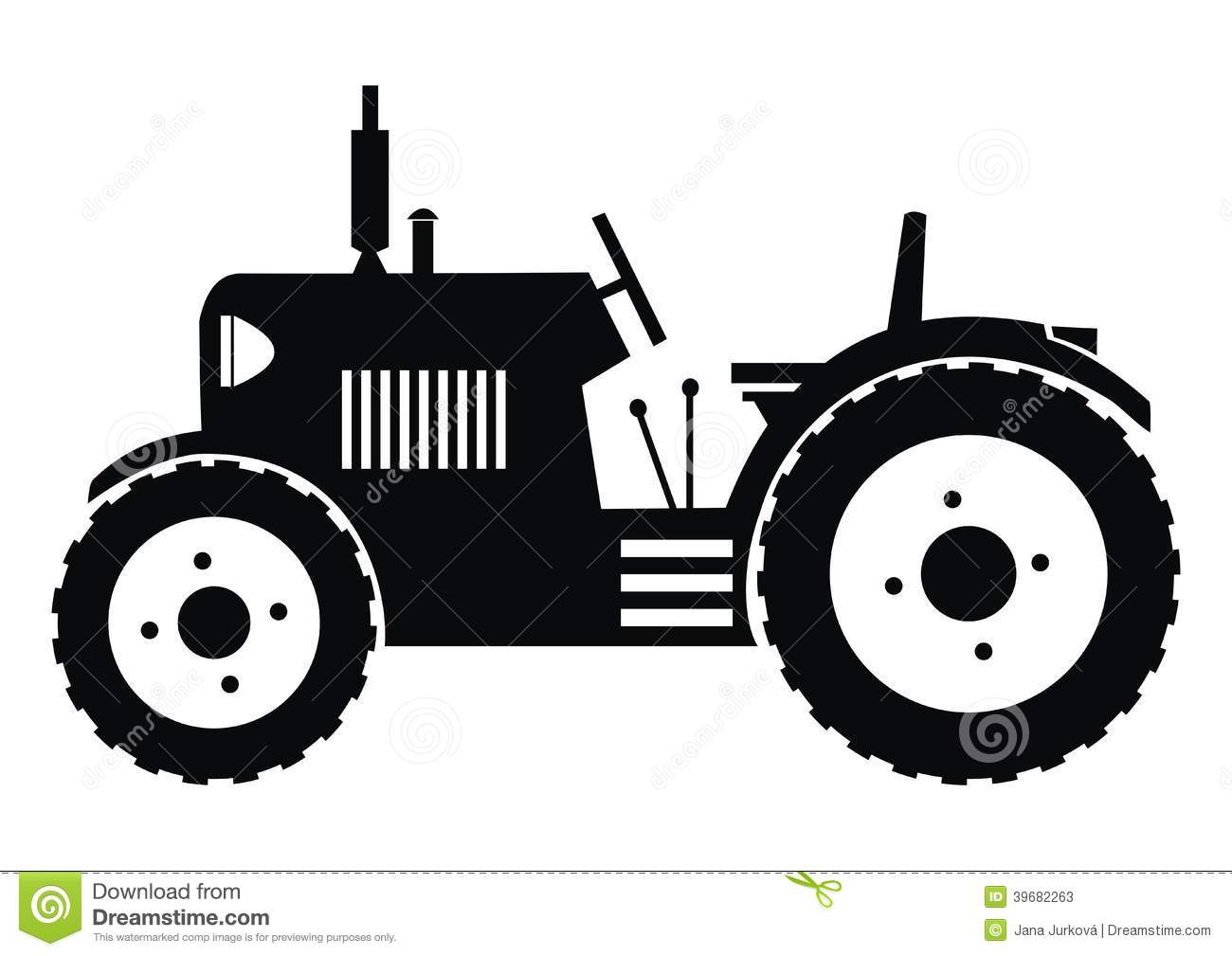 Black Silhouette Of A Tractor On A White Background