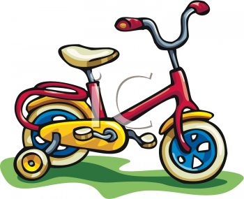 Clip Art Picture Of A Bicycle With Training Wheels
