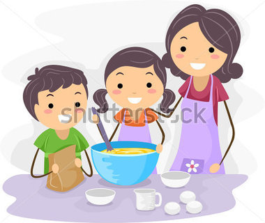 Food   Drinks   Illustration Of Family Baking Pastries Together