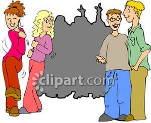 Teens At Their First Dance   Royalty Free Clipart Picture