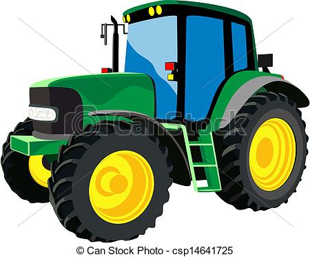 Vector   Green Agricultural Tractor   Stock Illustration Royalty Free