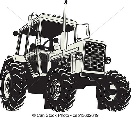 Vector   Vector Agricultural Tractor Silhouette   Stock Illustration