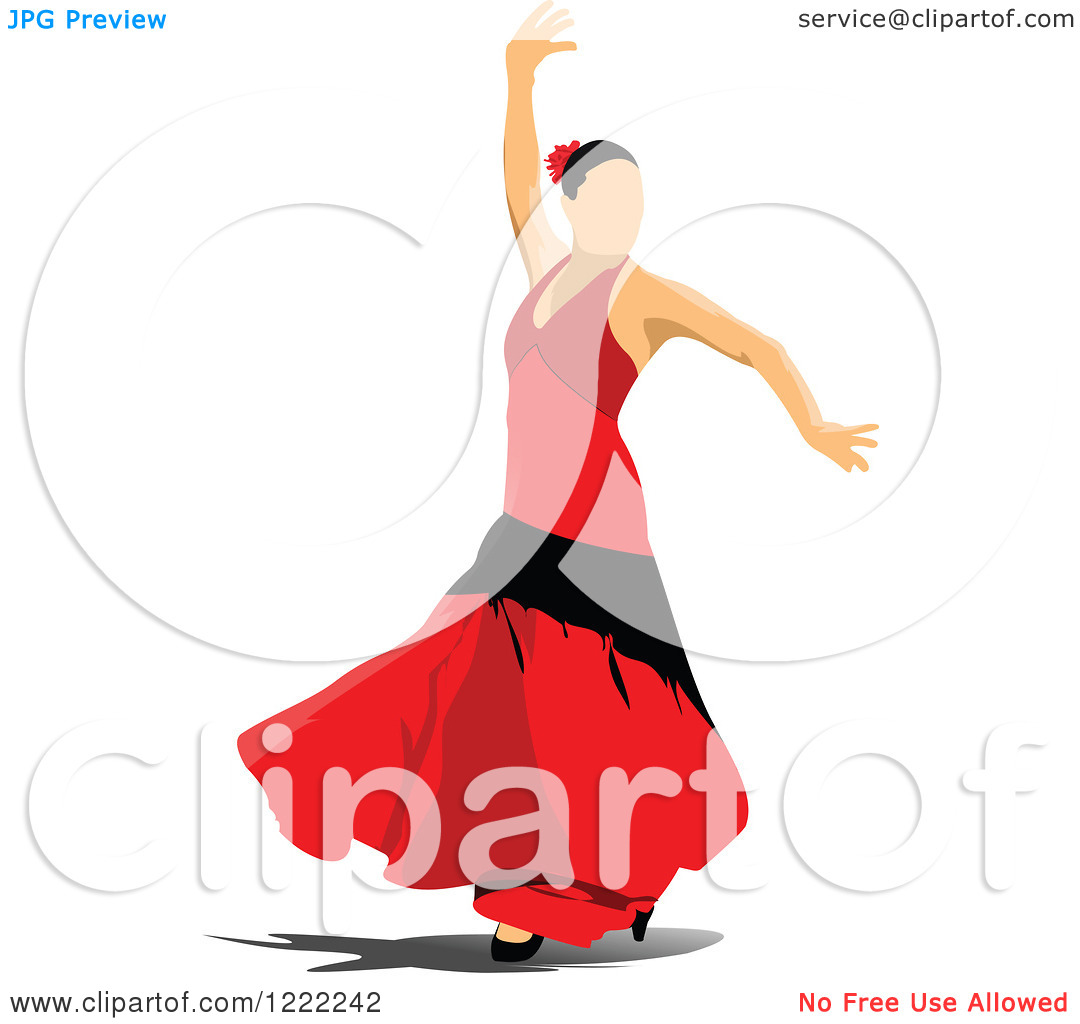 Clipart Of A Female Flamenco Dancer   Royalty Free Vector Illustration