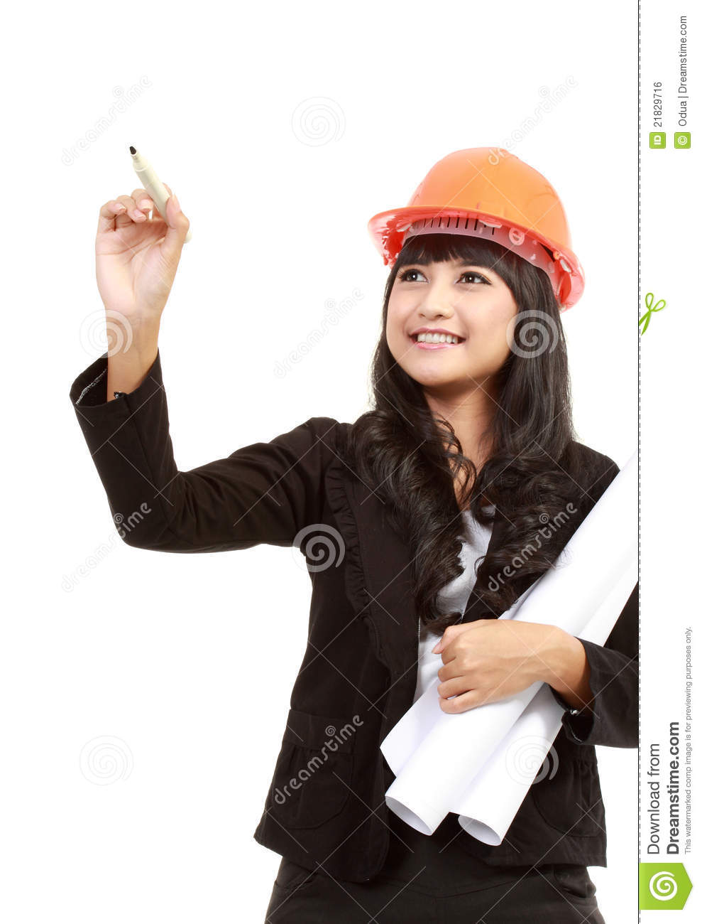 Female Engineer With A Pen Writing Royalty Free Stock Image   Image