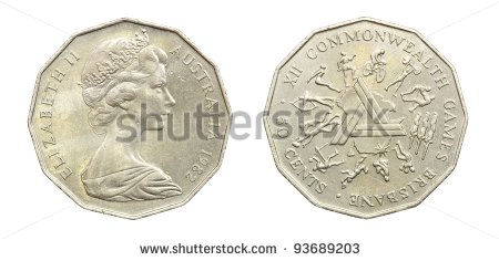 Old Australia 50 Cents Coin   Stock Photo
