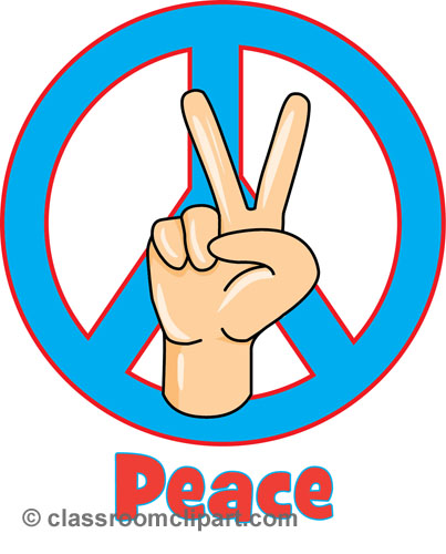 Patriotic   Peace Sign Hand 3bga   Classroom Clipart