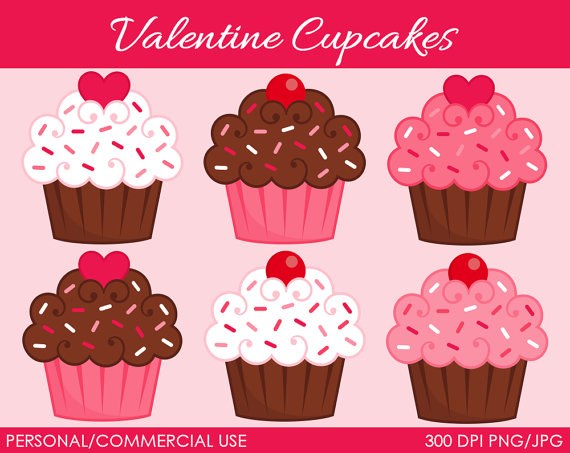 Valentine S Cupcakes 2 Clipart   Digital Clip Art Graphics For
