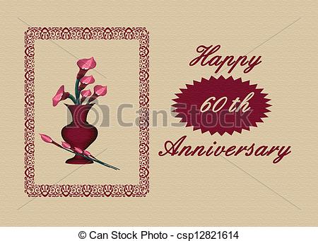 Clipart Of 606th Wedding Anniversary Card   Calla Lilies Illustration