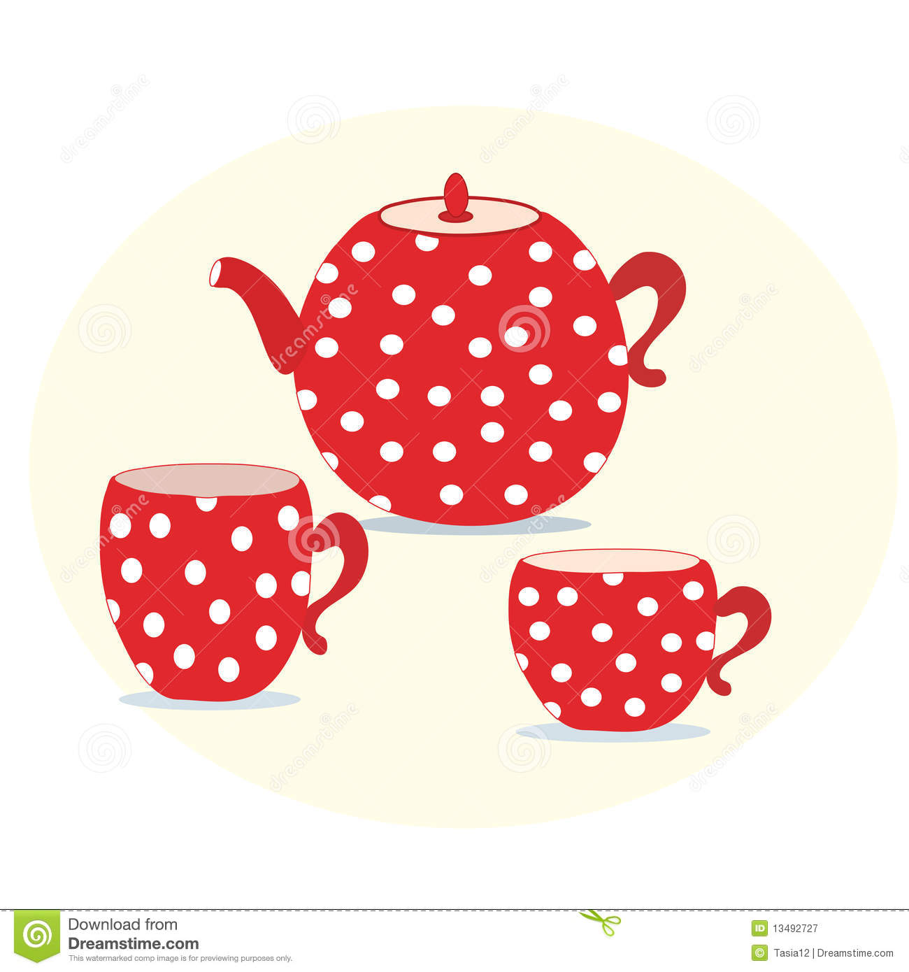 Set Of Red Teapot And Cups Royalty Free Stock Photography   Image