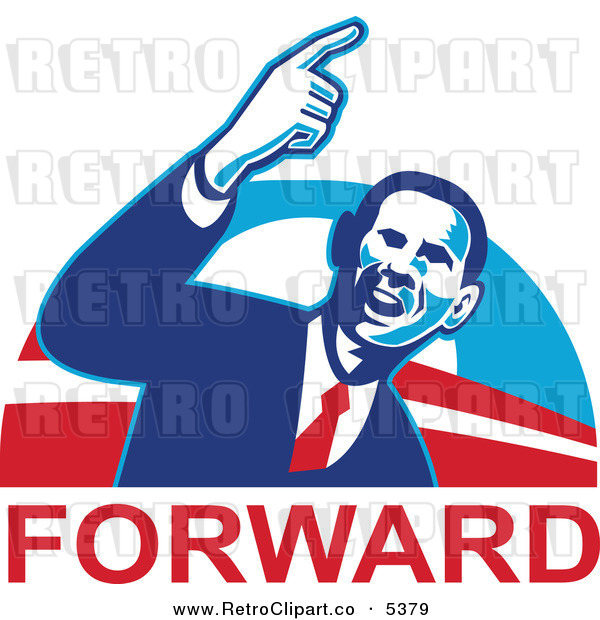 Vector Clipart Of Retro Barack Obama American President Over Forward