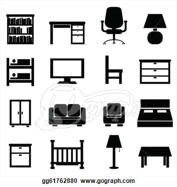 Vector Stock   House And Office Furniture Icon Set  Stock Clip Art