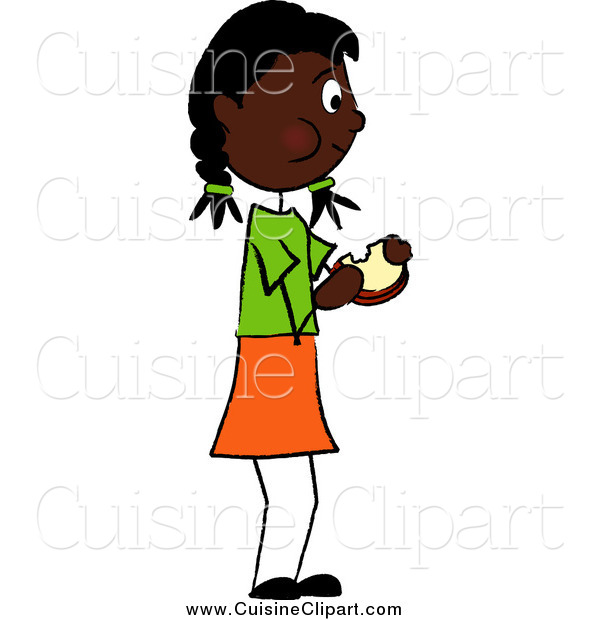 Clipart Of A Black Girl Standing And Eating A Sandwich By Pams Clipart