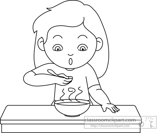 Food   Eating Hot Soup Outline   Classroom Clipart