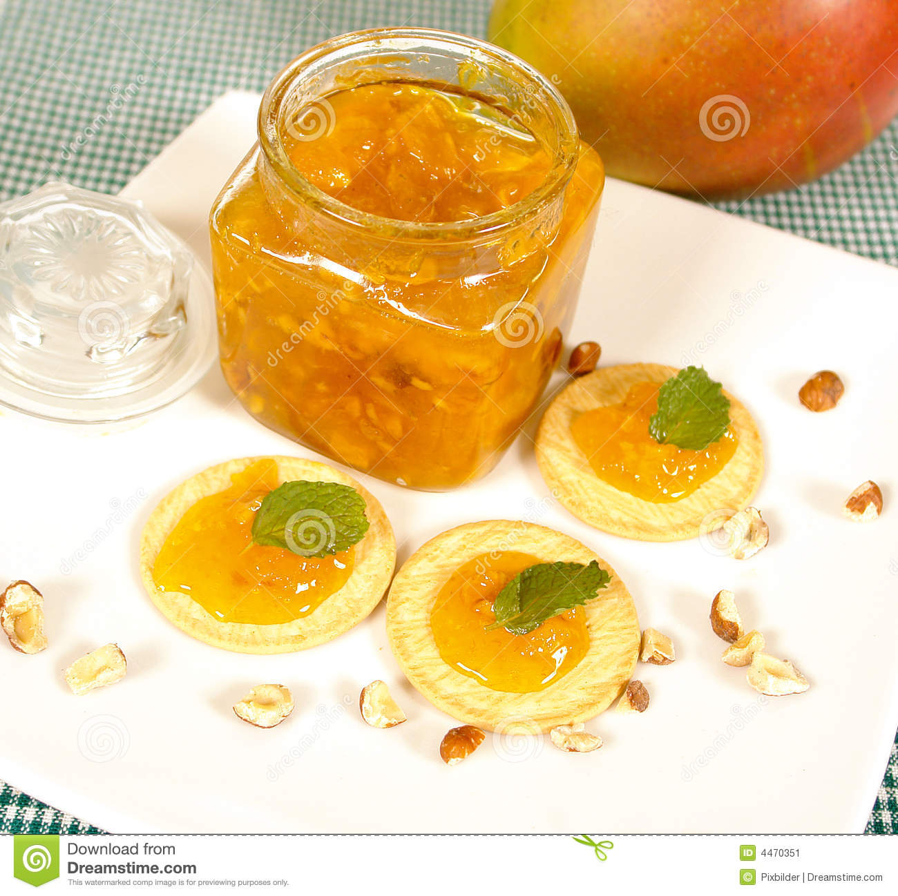 Homemade Marmalade Made From Mango Served With Little Crackers