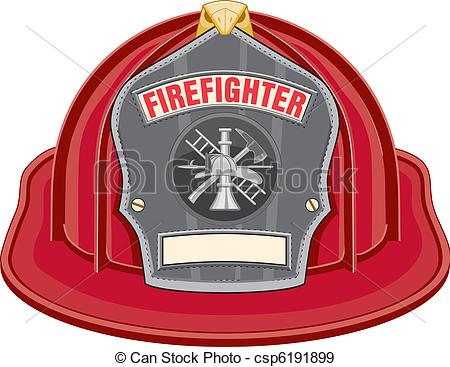 Red Firefighter Helmet Or Fireman Hat From The Front With Firefighter