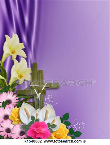 Clip Art Of Easter Flowers Border With Cross K1540002   Search Clipart