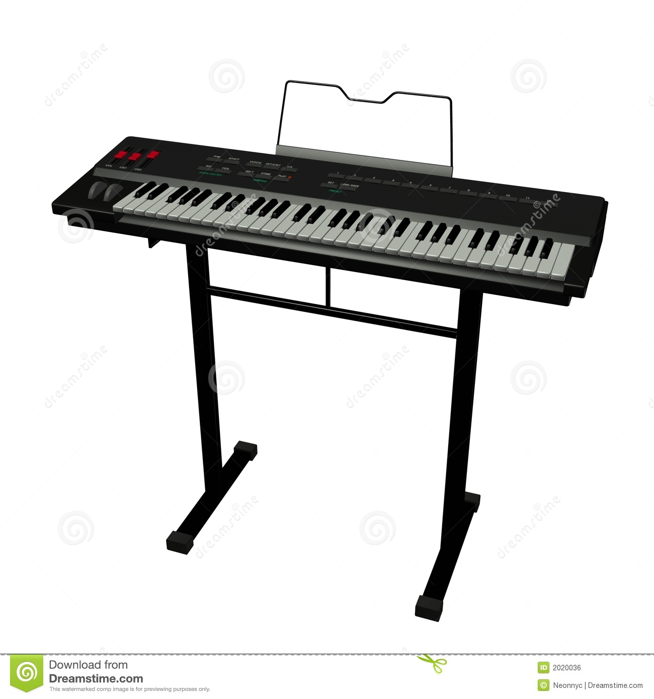 Digital Illustration Of Electric Keyboard Midi Against A White