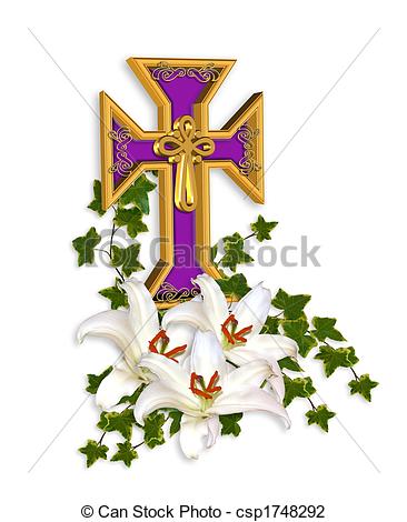 Easter Cross And Lilies   Csp1748292