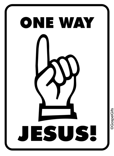 Christian Clip Art Sign  One Way   Jesus   Black   White