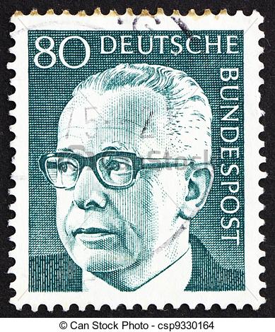 Germany   Circa 1971  A Stamp Printed In The Germany Shows President