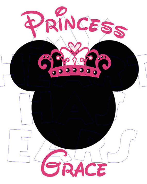Printable Diy Princess Minnie Mouse Personalized Iron On Transfer