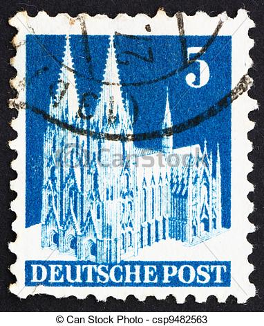 Stock Photos Of Postage Stamp Germany 1948 Cologne Cathedral   Germany