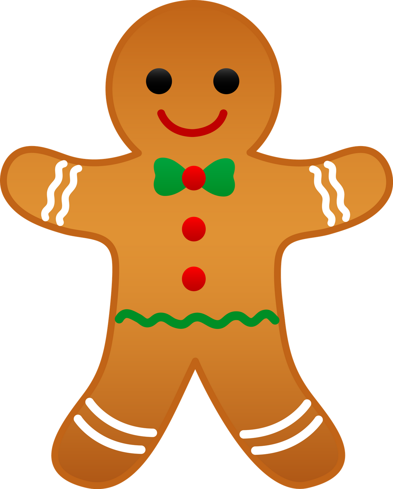 Decoration On Yellow Christmas Gingerbread Man Smiling Clip Art Image