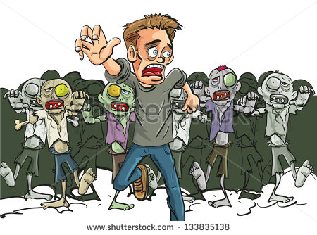 Survivor Of The Zombie Apocalypse Cartoon Illustration   Stock Vector