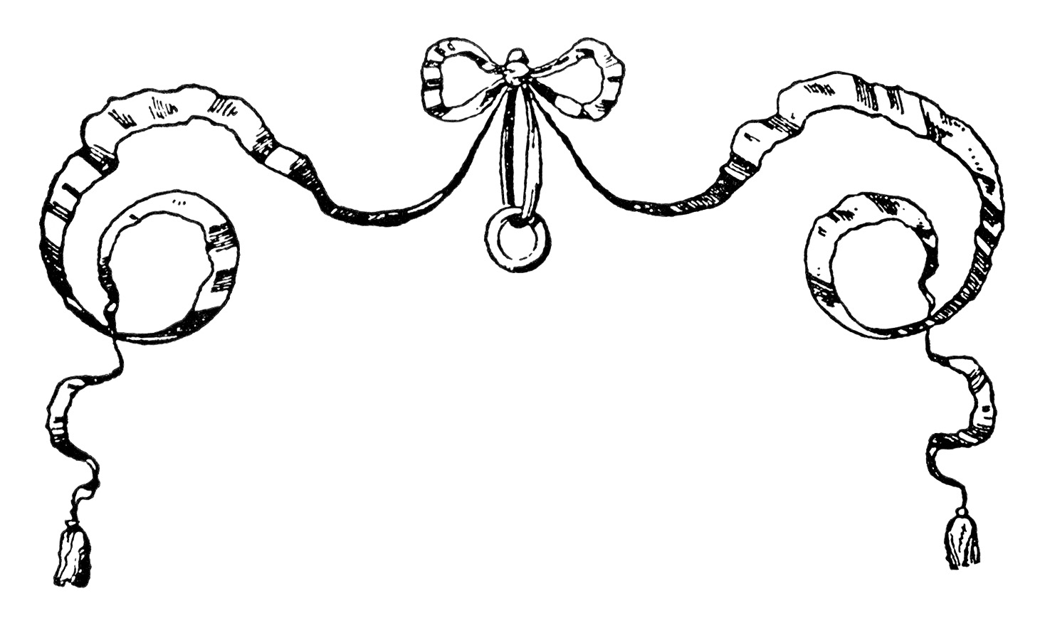Vintage Bow Clipart Black And White Clip Art Ornamental Ribbon