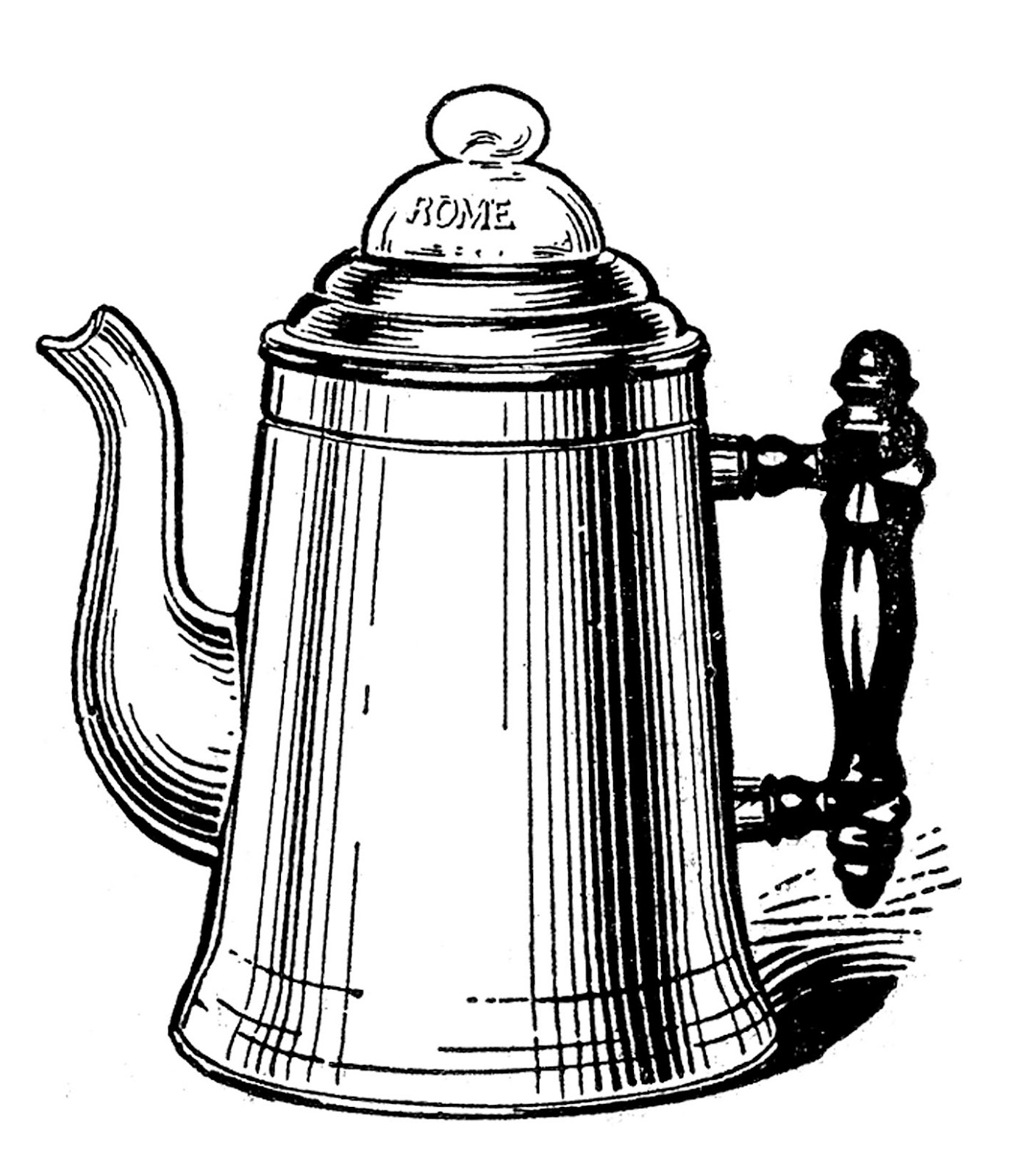 Vintage Kitchen Clip Art   Tea Kettle And Coffee Pots   The Graphics
