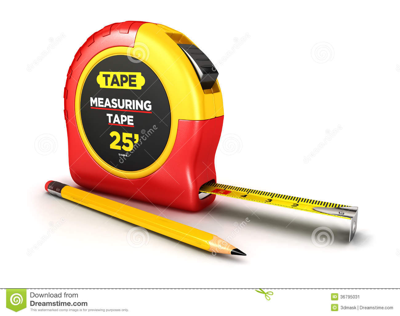 3d Measuring Tape And A Pencil Stock Image   Image  36795031
